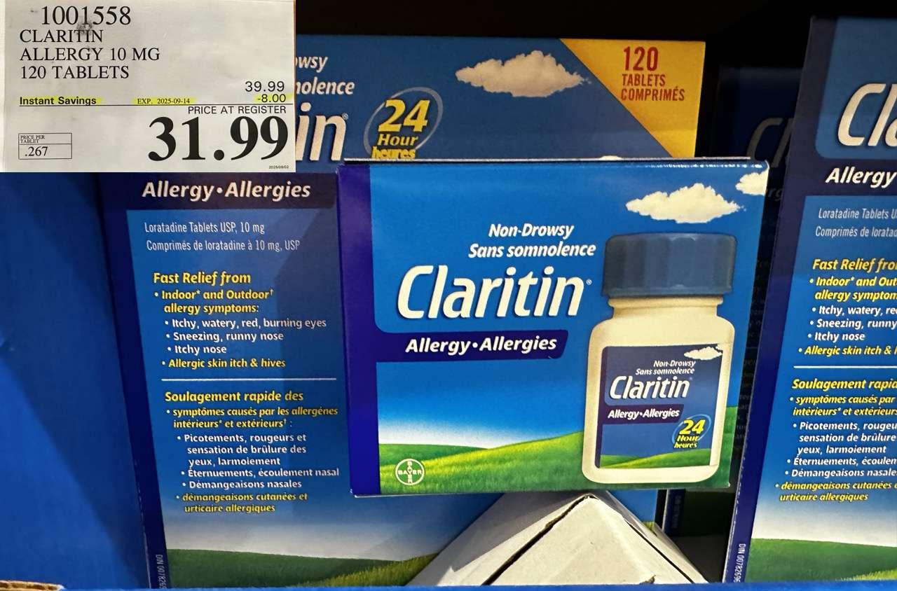 CLARITIN ALLERGY 10MG 120 TABLETS - Costco Canada deal - Save $8.00 - Health and Beauty