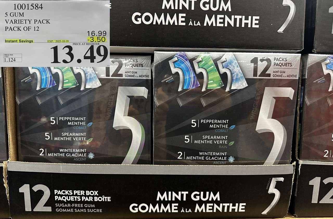 5 GUM VARIETY PACK 12 PACK - Costco Canada deal - Save $3.50 - Food & Beverage