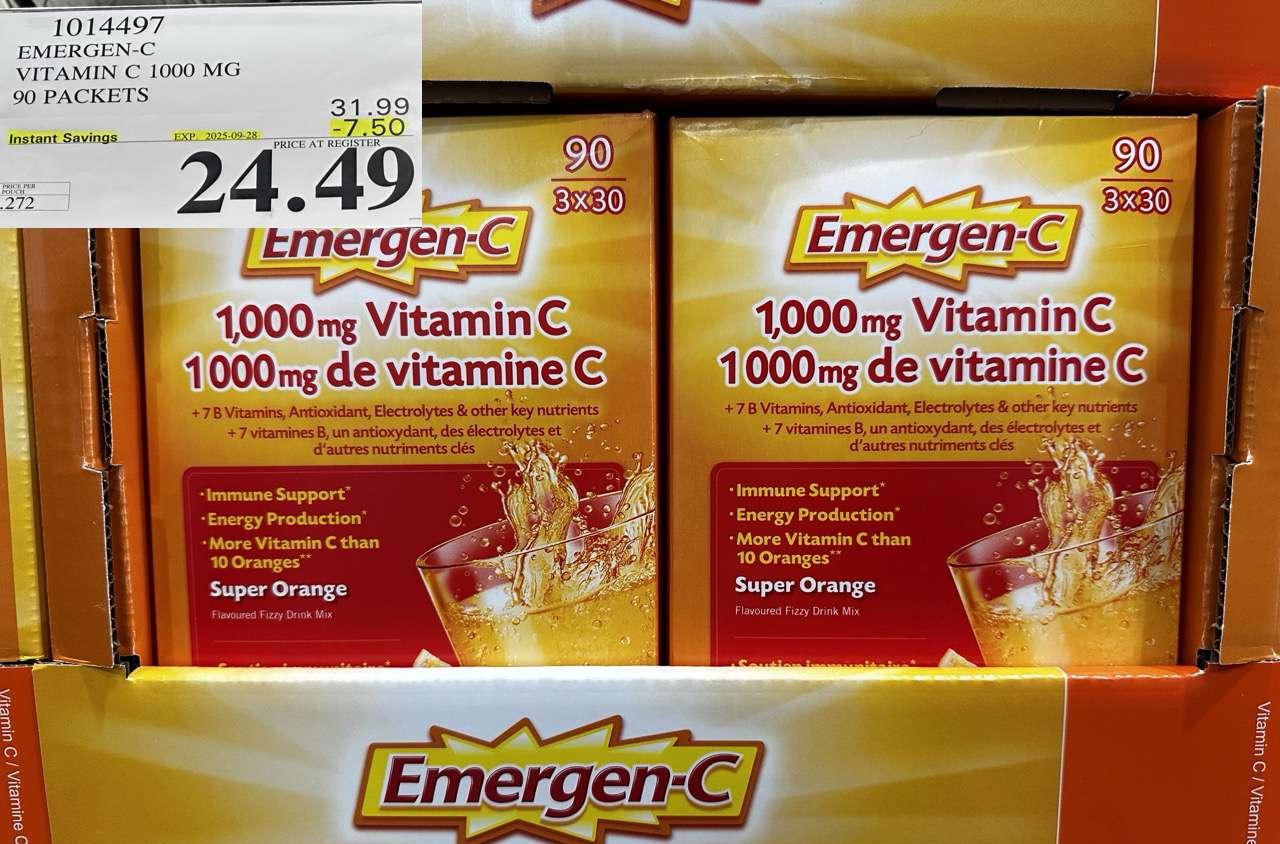 EMERGEN-C ORANGE VITAMIN C 1000 MG 90 PACKETS - Costco Canada deal - Save $7.50 - Health and Beauty