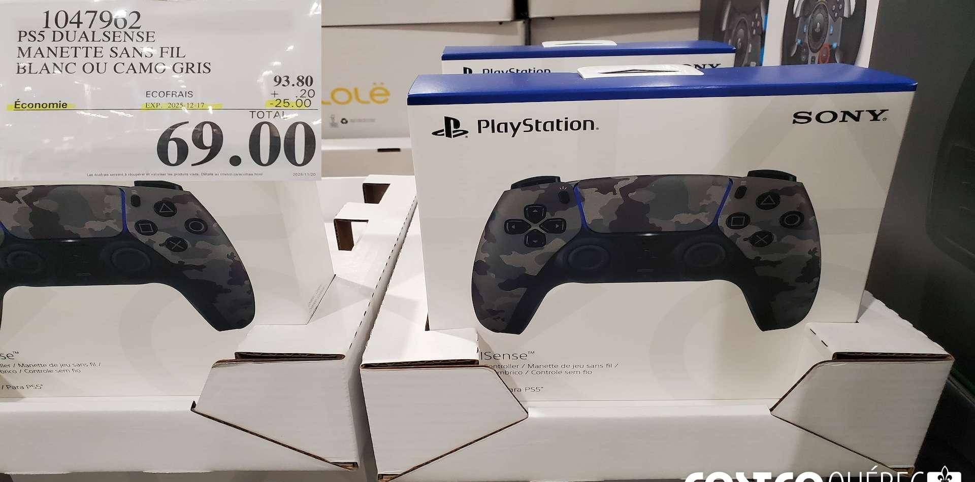 PS5 DUALSENSE MANETTE SANS FIL BLANC OU CAMO GRIS at Costco
