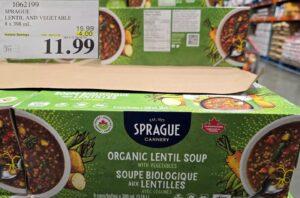 SPRAGUE ORGANIC LENTIL & VEG SOUP 8 X 398 ML at Costco