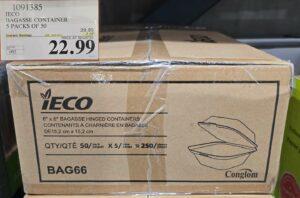 IECO BAGASSE CONTAINER 5 PACKS OF 50 at Costco