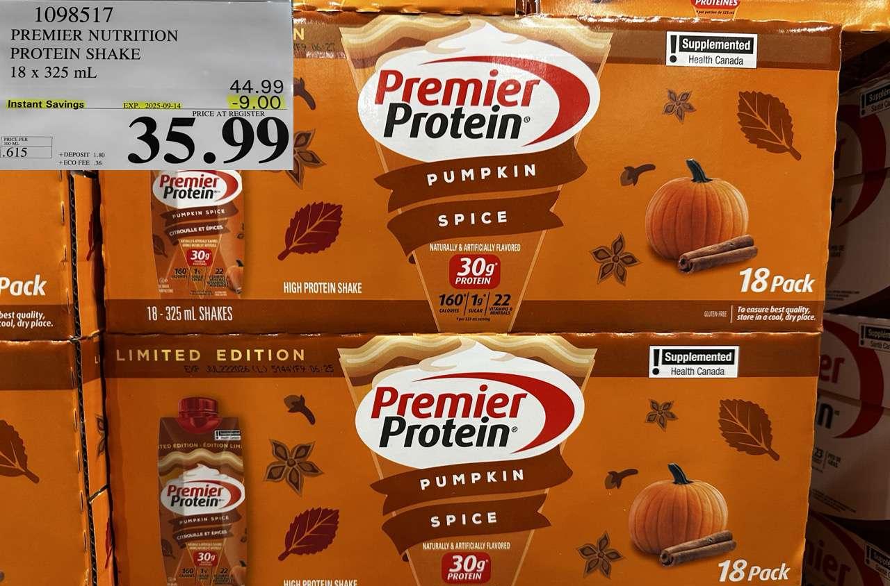 PREMIER NUTRITION PROTEIN SHAKE 18 x 325 mL - Costco Canada deal - Save $9.00 - Food & Beverage