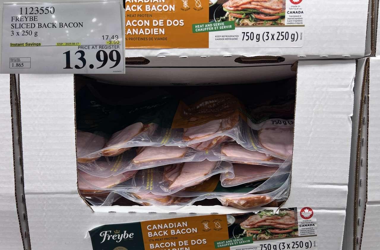 FREYBE SLICED BACK BACON 3 x 250 g at Costco