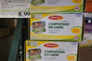 BIOSAK COMPOSTABLE BAGS PK OF 125 16.5" X 17.5" at Costco