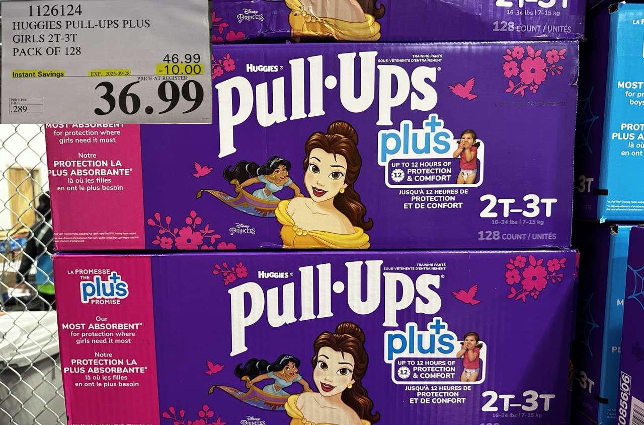 HUGGIES PULL-UPS PLUS GIRLS 2T-3T PACK OF 128 at Costco
