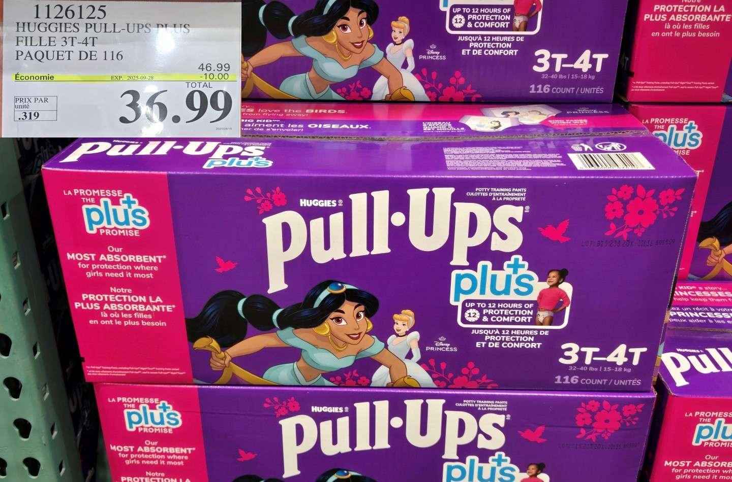 HUGGIES PULL- UPS PLUS FILLE 3T-4T    PAQUET DE 116 at Costco