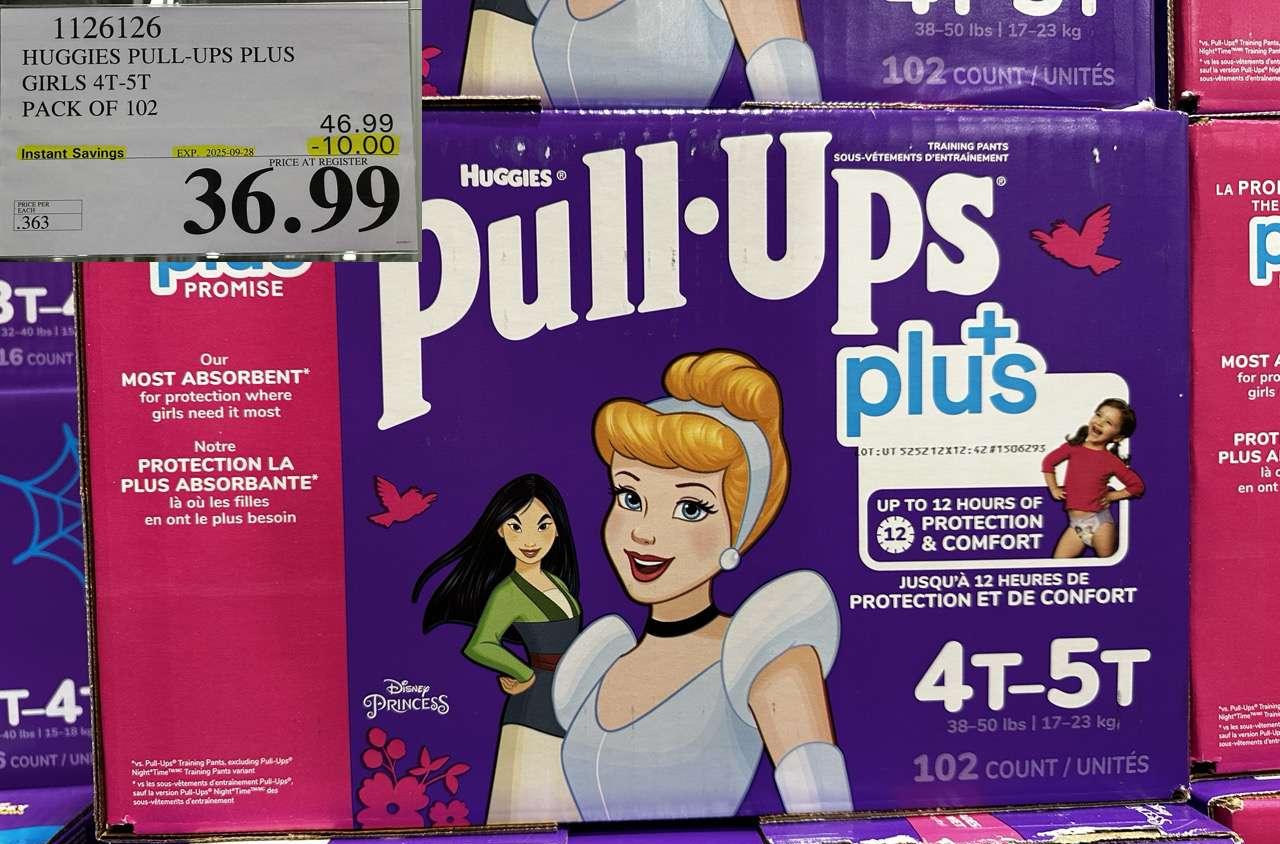 HUGGIES PULL-UPS PLUS GIRLS 4T-5T PACK OF 102 at Costco