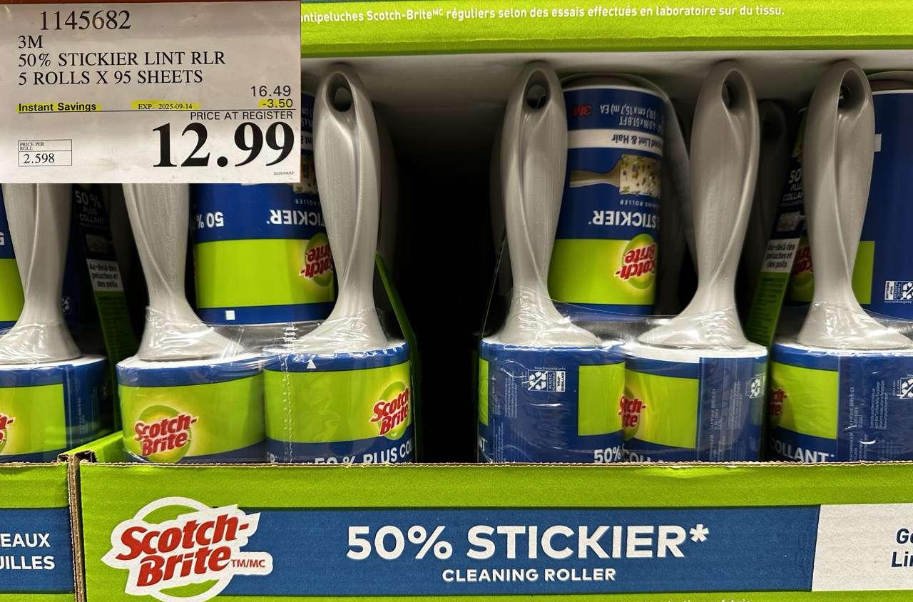 SCOTCH BRITE 50% STICKIER LINT RLR 5 ROLLS X 95 SHEETS - Costco Canada deal - Save $3.50 - Household Essentials