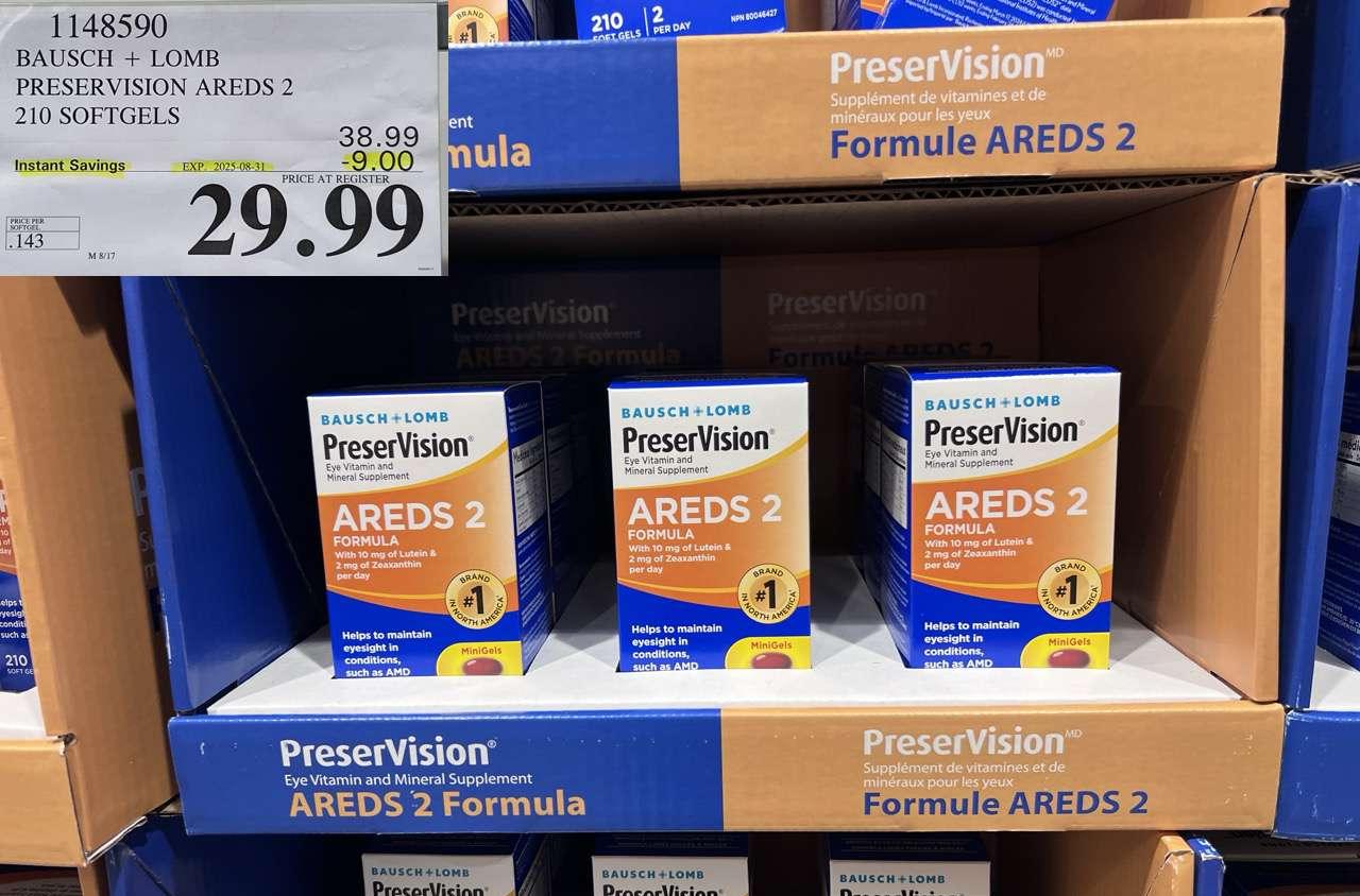 BAUSCH + LOMB PRESERVATION AREDS 2 210 SOFTGELS at Costco