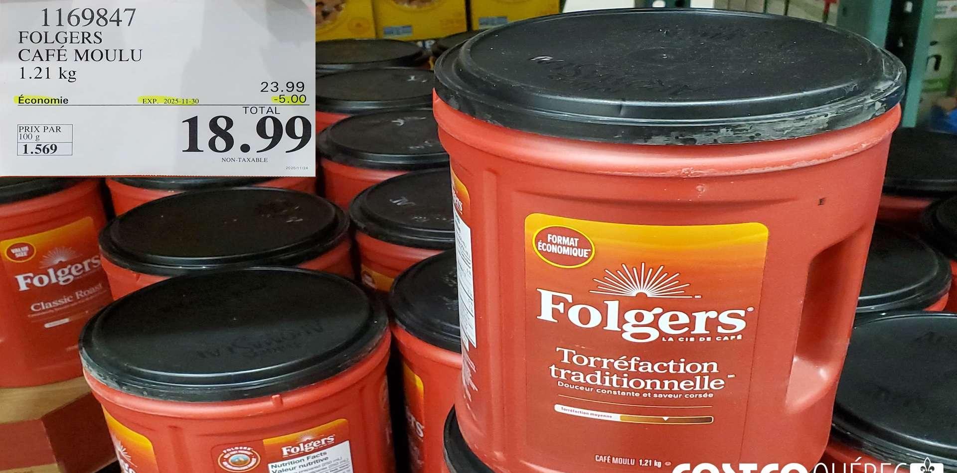 FOLGERS CAFE MOULU 1.21 KG at Costco