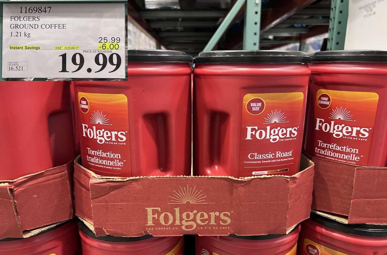 FOLGERS GROUND COFFEE 1.21 KG at Costco