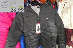 SPYDER SHERPA LINED PUFFER KIDS SIZES S-XL at Costco