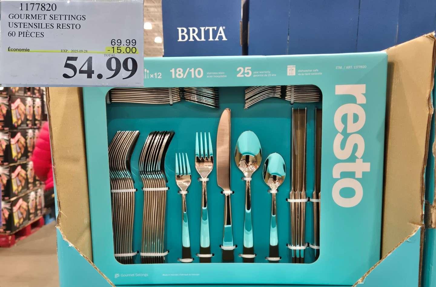 GOURMET SETTINGS USTENSILES RESTO 60 PIECES at Costco