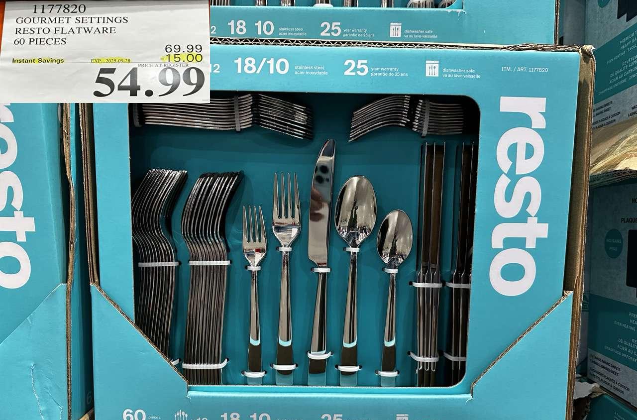 GOURMET SETTINGS RESTO FLATWARE 60 PIECES at Costco