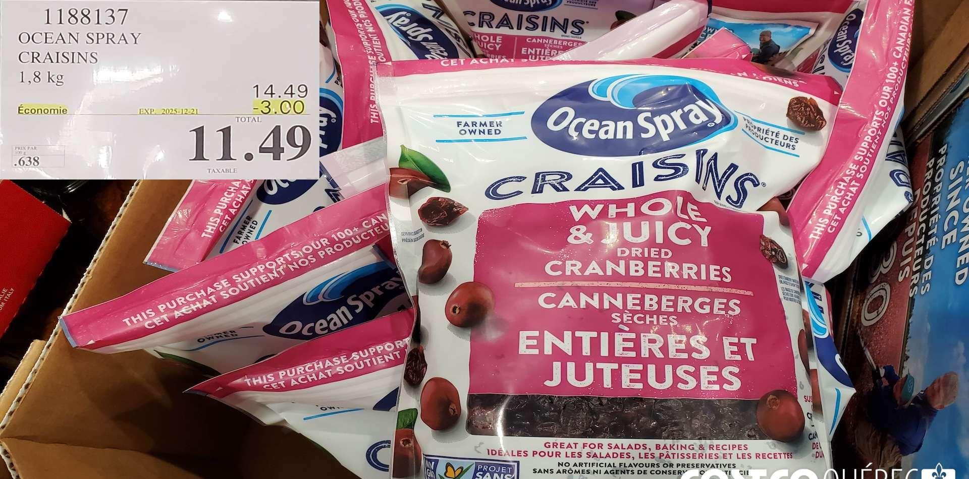 OCEAN SPRAY CRAISINS 1.8 kg  22023-05-28 at Costco