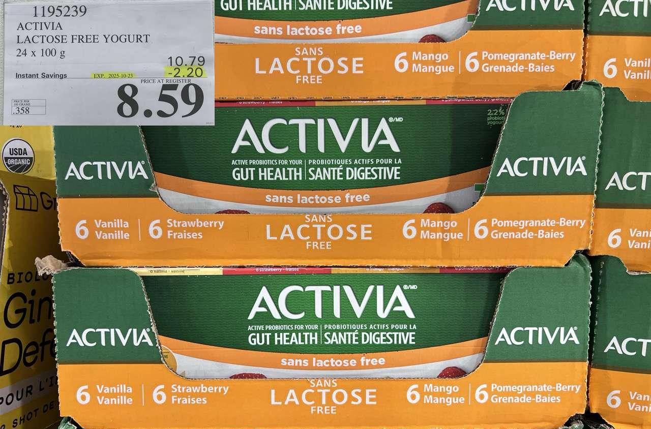 DANONE ACTIVIA LACTOSE FREE YOGURT 24 x 100 g - Costco Canada deal - Save $2.20 - Food & Beverage