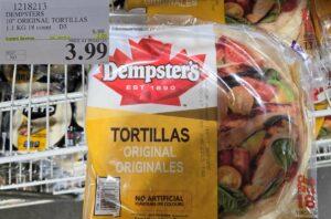 DEMPSTERS 10" ORIGINAL TORTILLAS 1.1 KG 18 COUNT at Costco