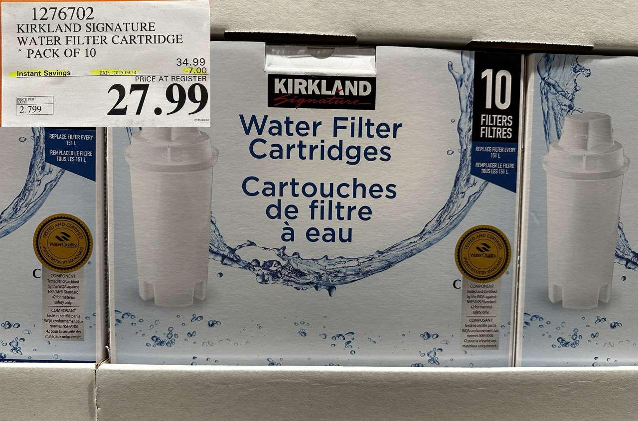 KIRKLAND SIGNATURE WATER FILTER CARTRIDGE PACK OF 10 - Costco Canada deal - Save $7.00 - Household Essentials