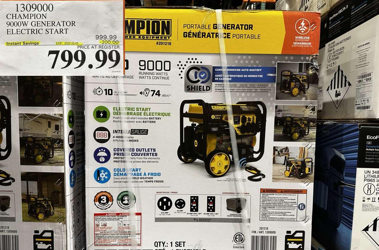 CHAMPION 9000W GENERATOR ELECTRIC START at Costco