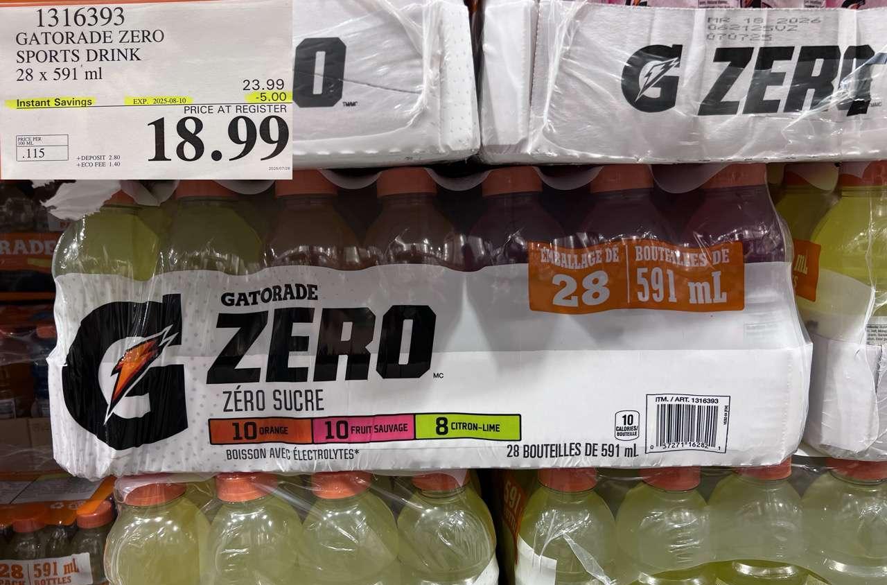 GATORADE ZERO SPORTS DRINK 28 x 591 ml at Costco