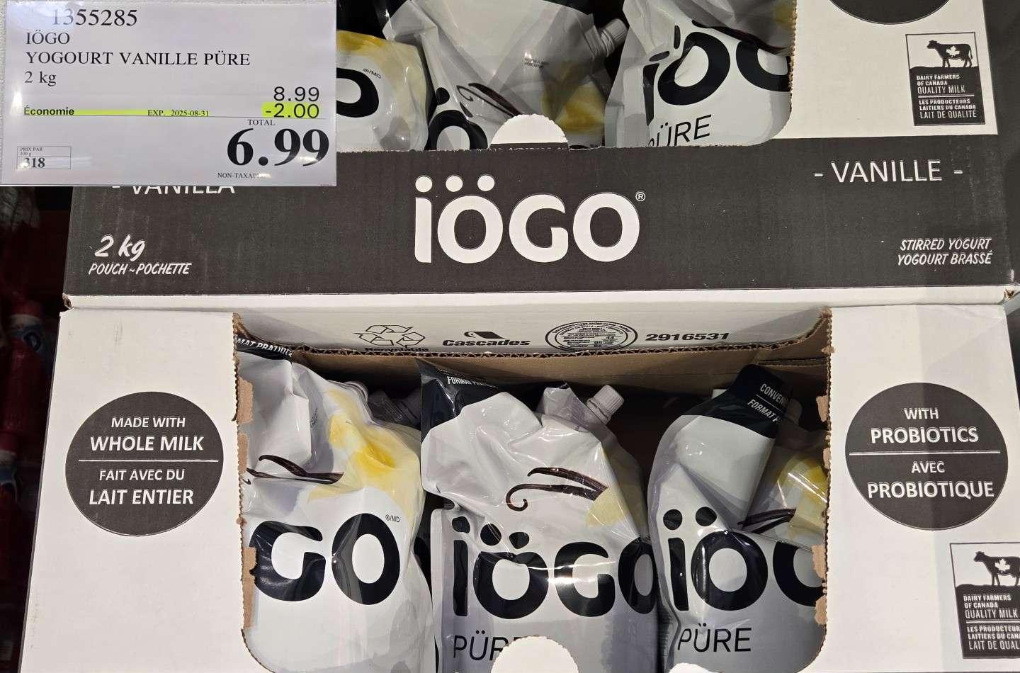 IOGO PURE YOGOURT VANILLE 2 kg at Costco