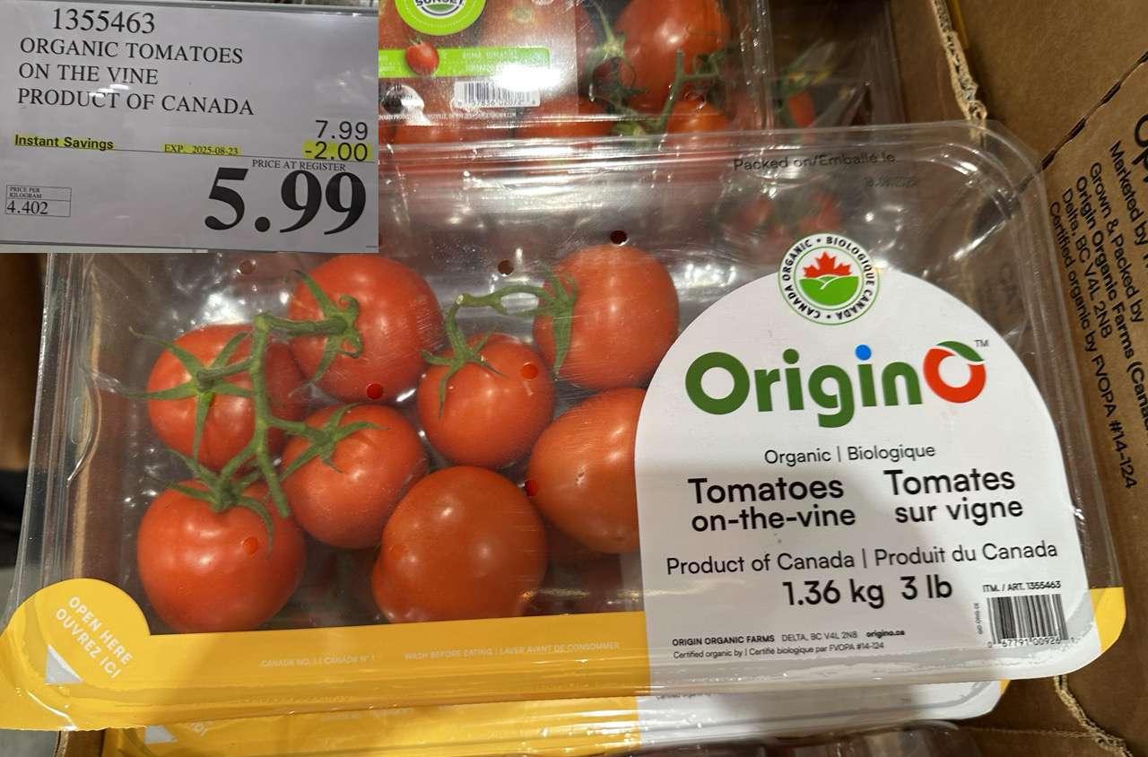 ORGANIC TOMATOES ON THE VINE PRODUCT OF CANADA at Costco