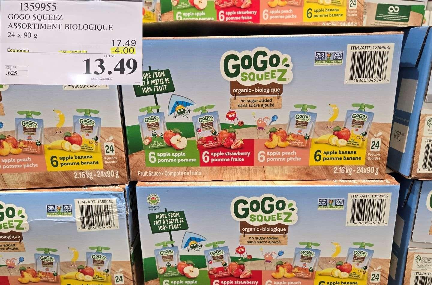 GOGO SQUEEZ ASSORTIMENT BIOLOGIQUE 24 x 90 g at Costco