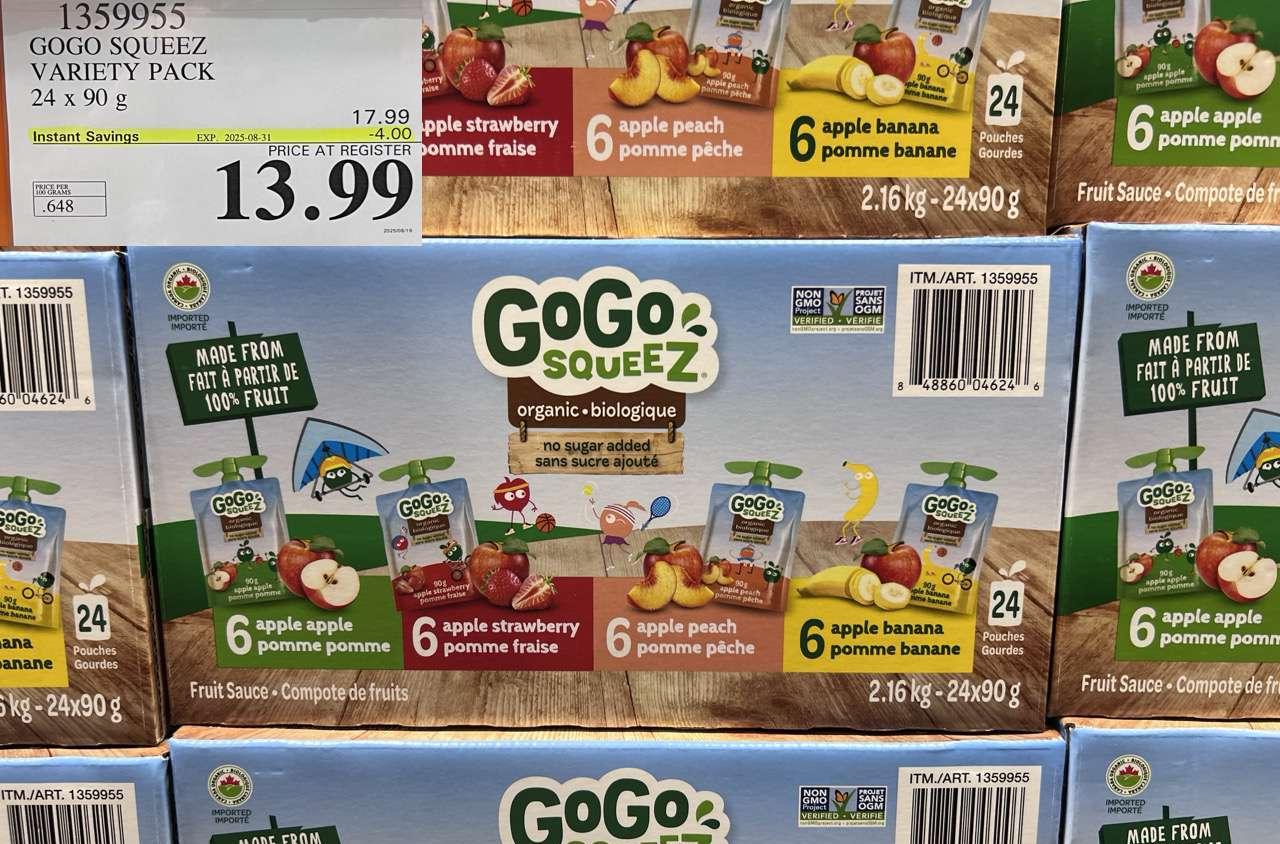GOGO SQUEEZ ORGANIC VARIETY PACK 24 x 90g at Costco