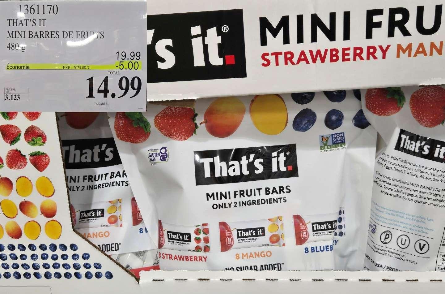 THAT'S IT  MINI BARRES DE FRUITS  24x 20 g at Costco