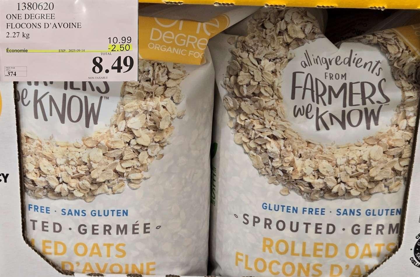 ONE DEGREE FLOCONS D'AVOINE 2.27 KG at Costco