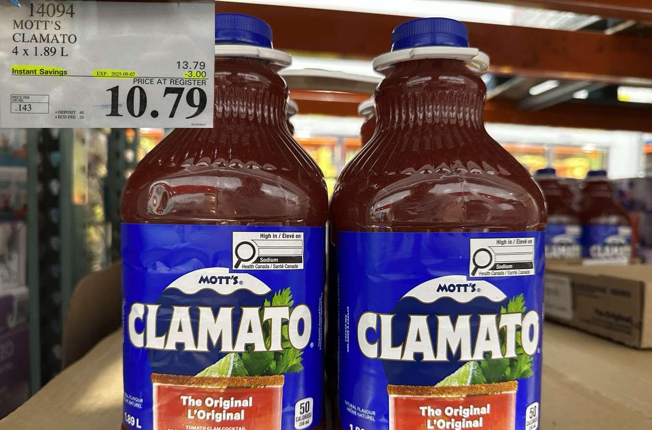 MOTTS CLAMATO JUICE 4 X 1.89 L at Costco