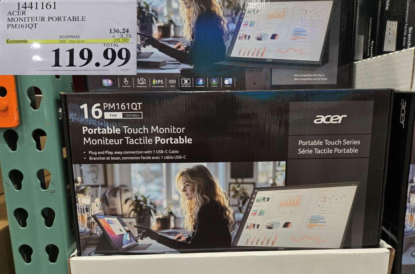 ACER MONITEUR PORTABLE  PM1610T at Costco