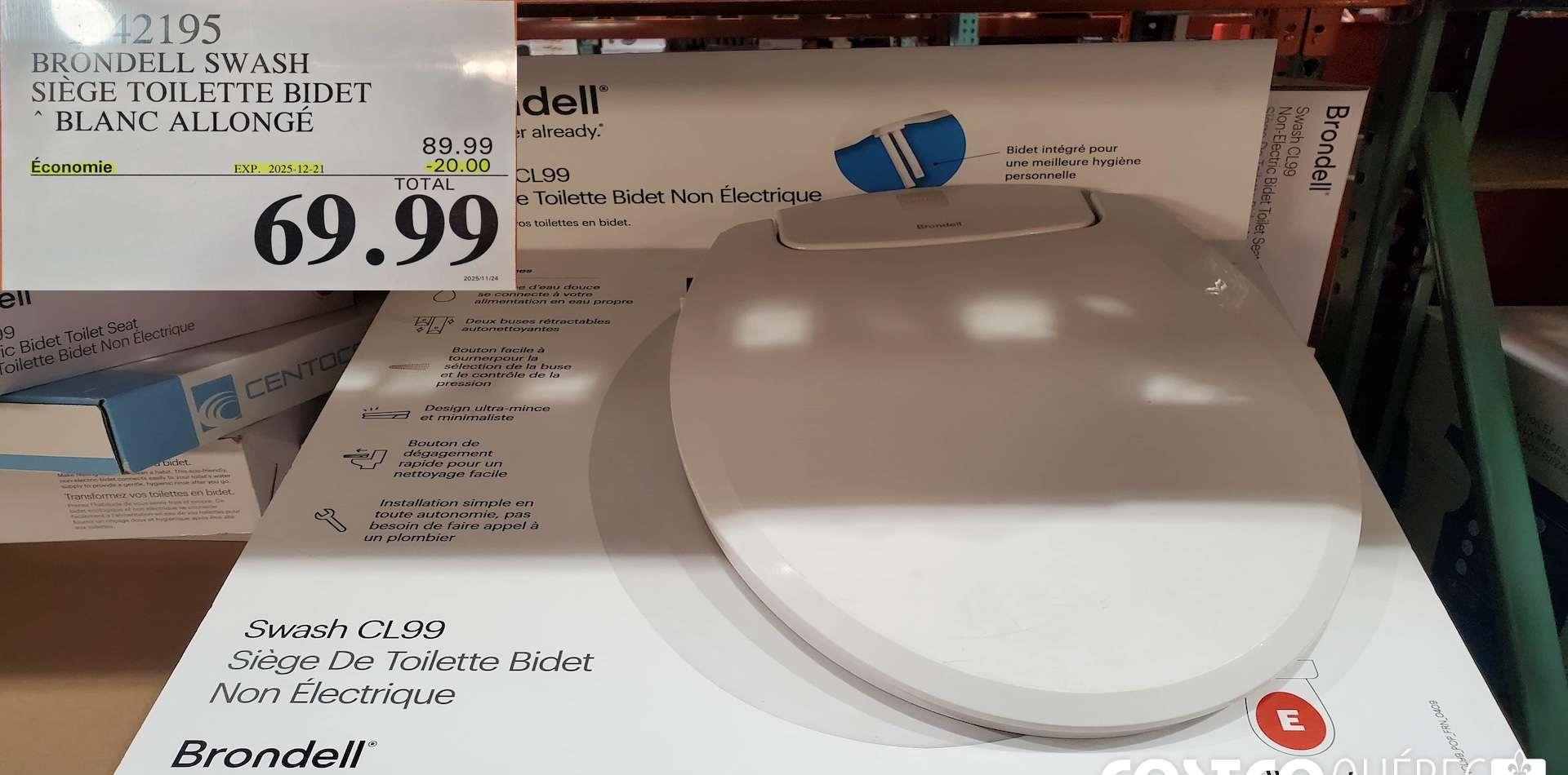 BRONDELL SWASH SIEGE TOILETTE BIDET at Costco