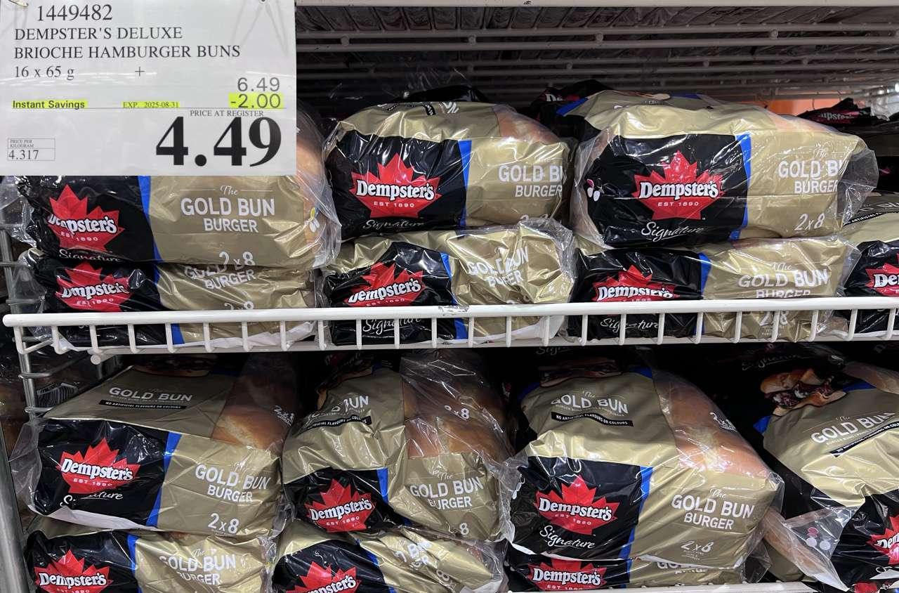 DEMPSTER'S DELUXE BRIOCHE HAMBURGER BUN PACK OF 16 X 65 G at Costco