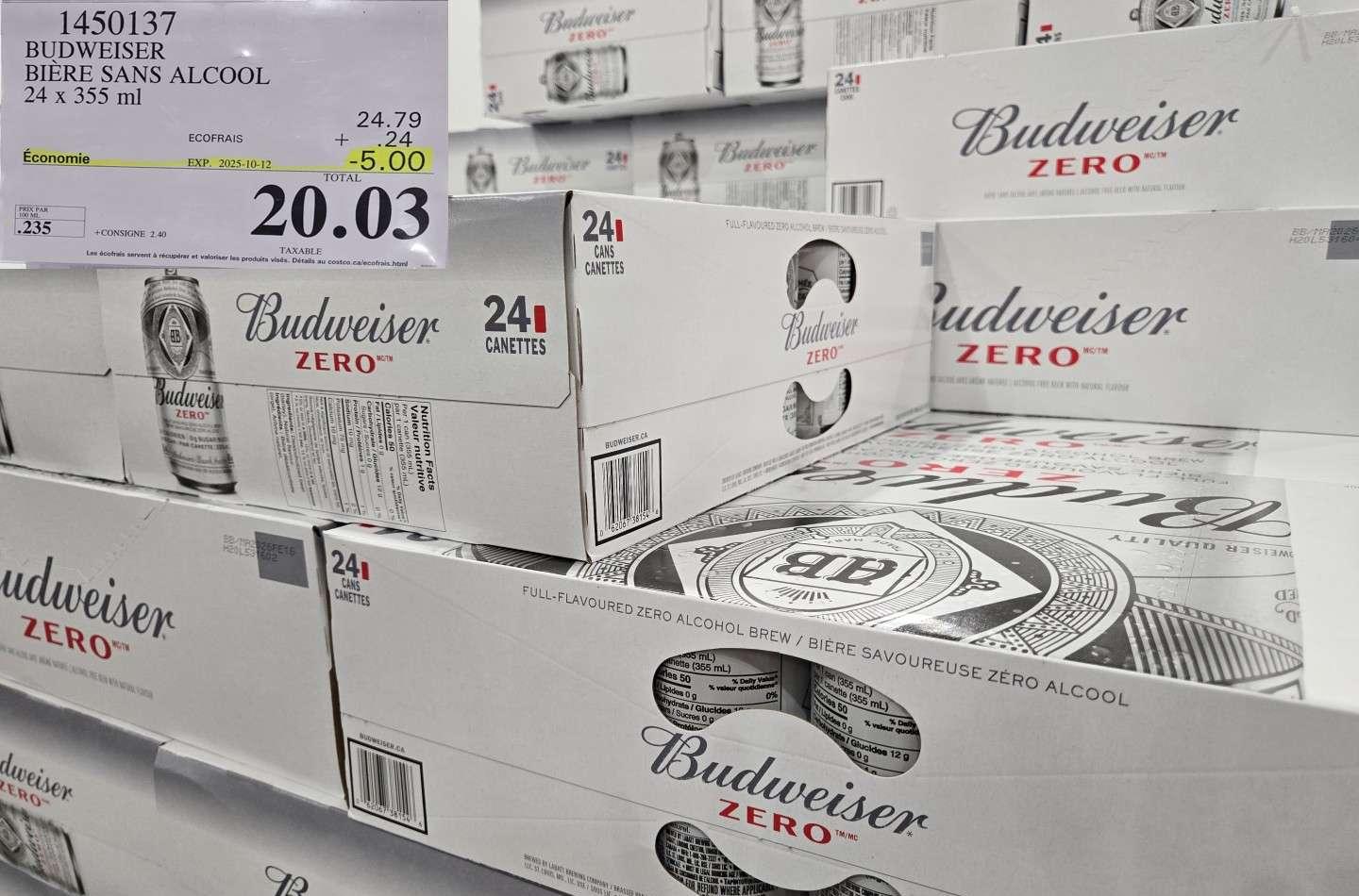 BUDWEISER ZERO CANETTES      24 x 355 mL at Costco