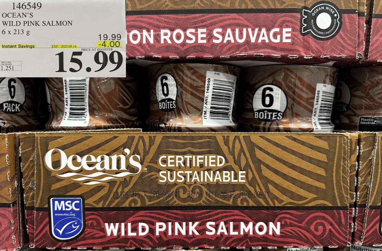 OCEAN'S PINK SALMON 6 X 213 G - Costco Canada deal - Save $4.00 - Food & Beverage
