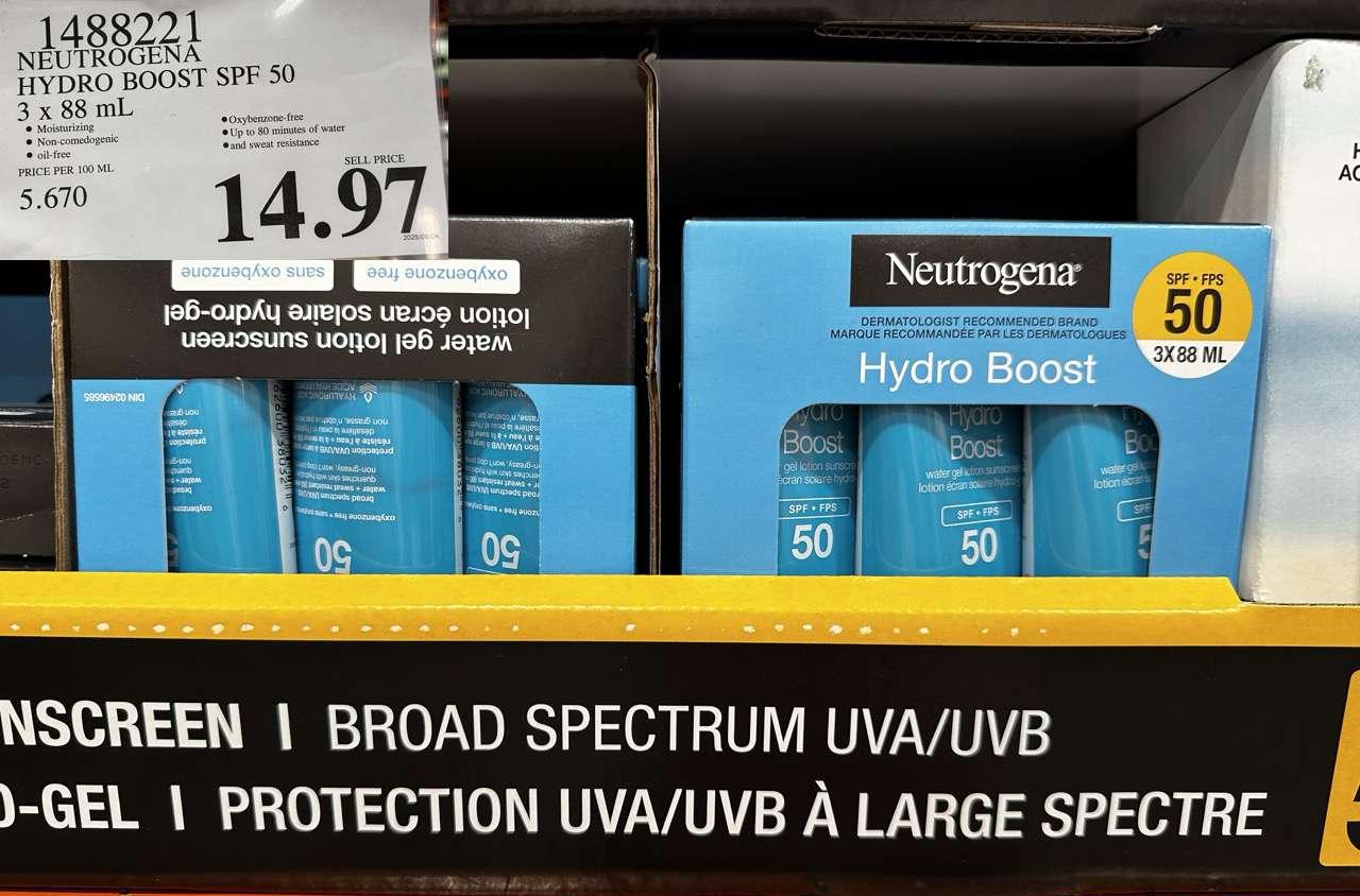 NEUTROGENA HYDROBOOST SPF 50 OXY-FREE 3 x 88 mL at Costco