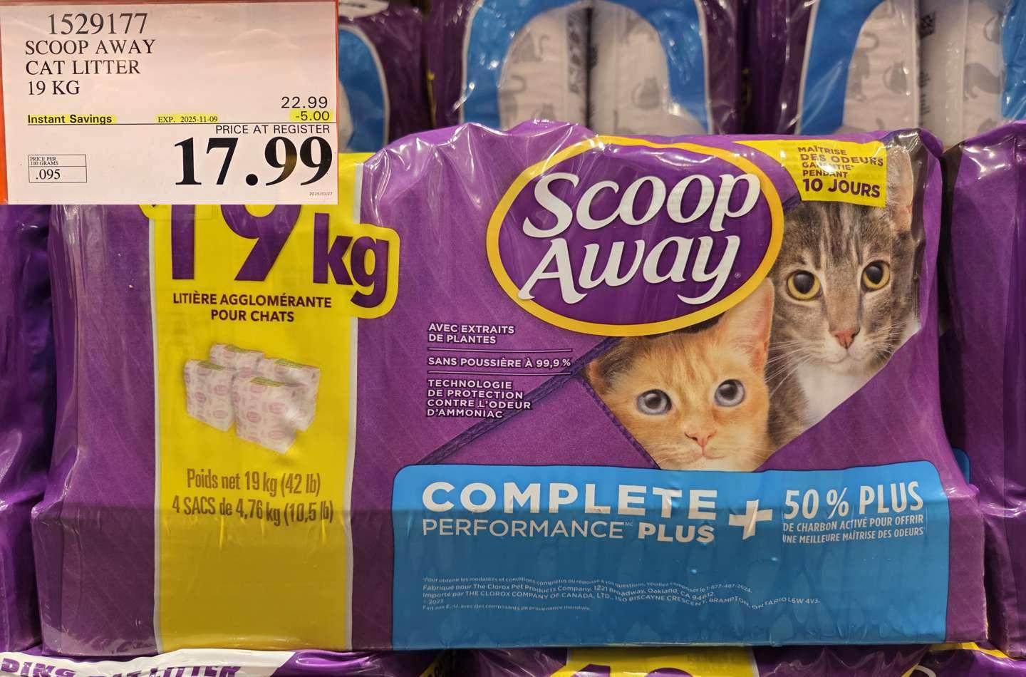 SCOOP AWAY CAT LITTER 19 KG at Costco
