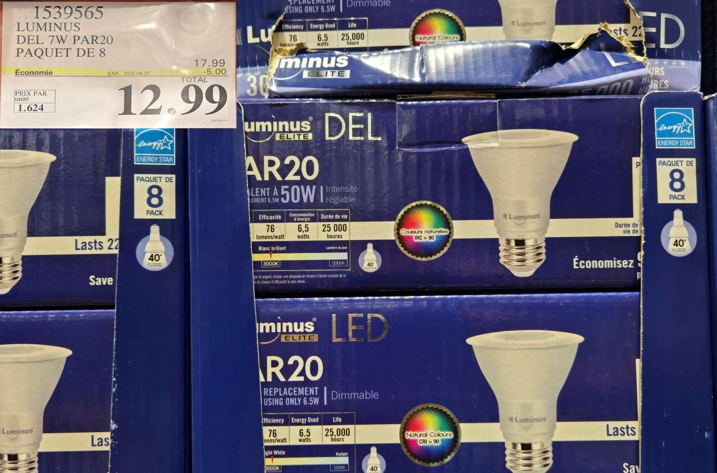 LUMINUS DEL 7W PAR20 PAQUET DE 8 at Costco