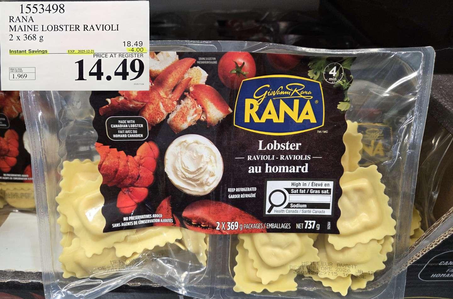 RANA MAINE LOBSTER RAVIOLI 2 X 368 G - Costco Canada deal - Save $4.00 - Food & Beverage