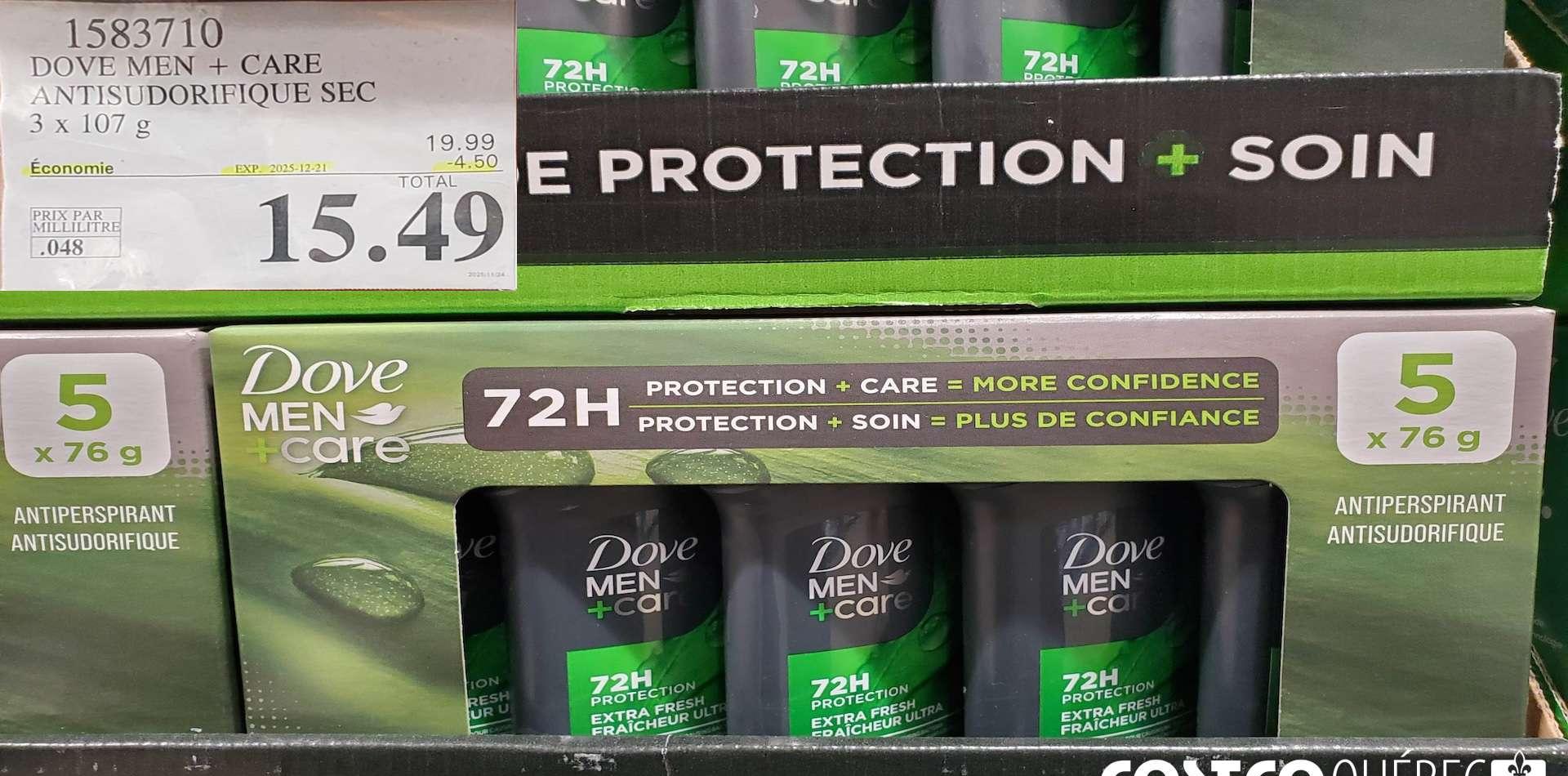 DOVE MEN + CARE  ANTISUUORIFIQUE SEC  3 x 107 G at Costco