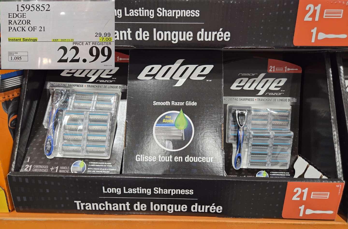 EDGE RAZOR PACK OF 21 at Costco
