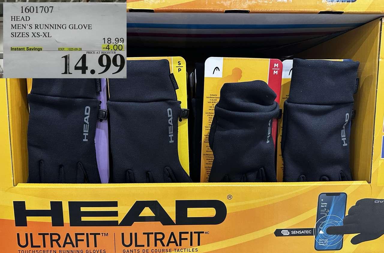 HEAD MEN'S RUNNING GLOVE SIZES XS-XL at Costco