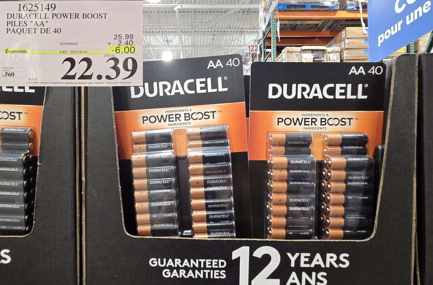 DURACELL POWER BOOST  PILES "AA™  PAQUET DE 40 at Costco