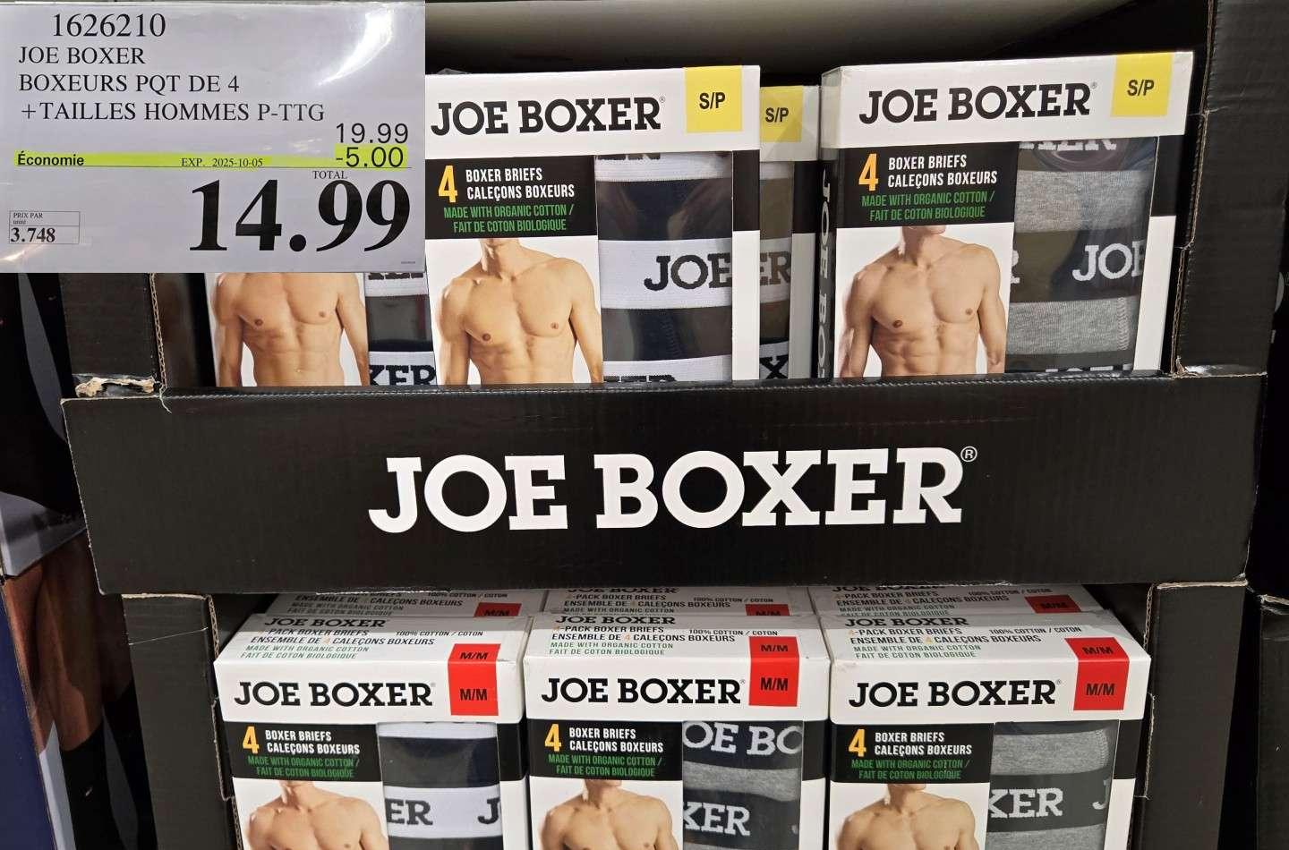 JOE BOXER  CALECONS BOXEURS PQT 4  +TAILLES HOMMES P-TTG at Costco