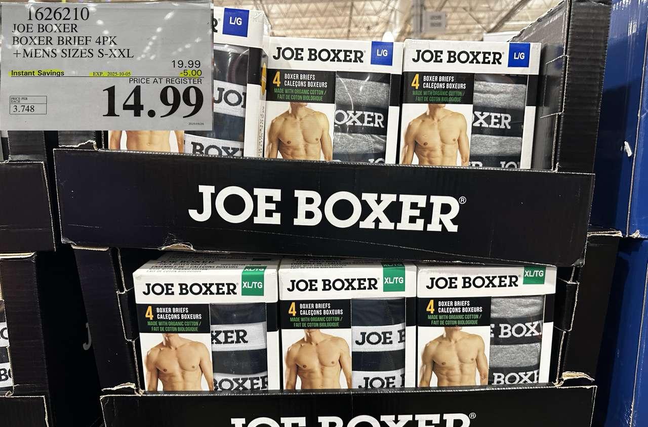 JOE BOXER BOXER BRIEFS 4PK MENS SIZES S-XXL at Costco