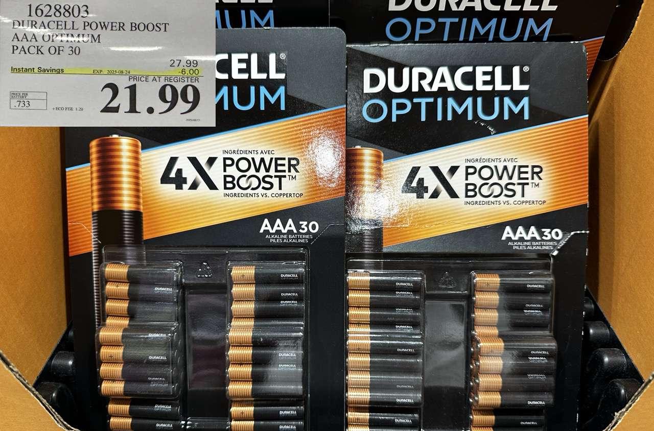 DURACELL POWER BOOST AAA OPTIMUM PACK OF 30 at Costco
