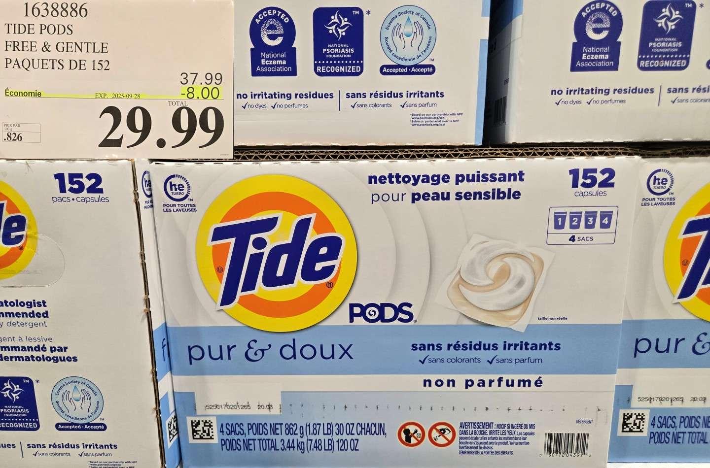TIDE PODS FREE & GENTLE  PAQUETS DE 152 at Costco