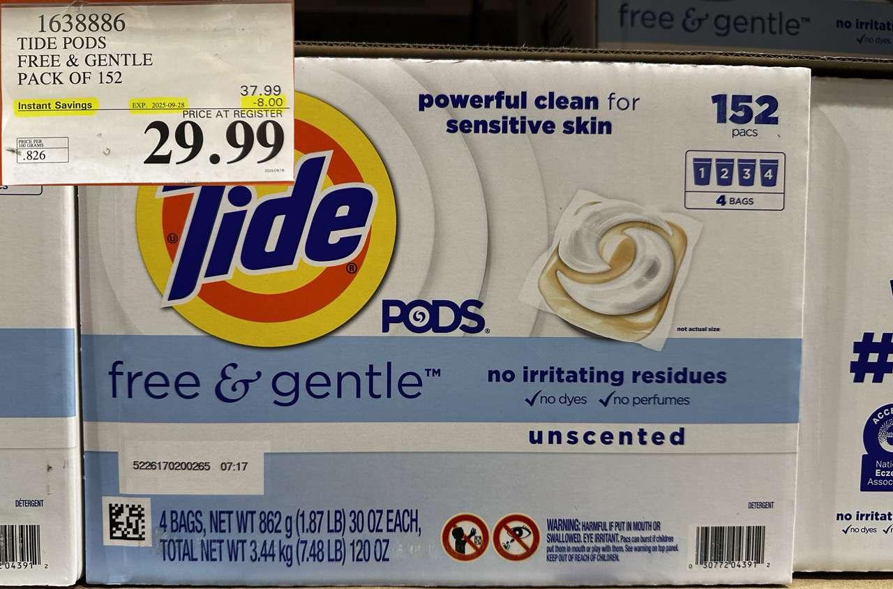 TIDE PODS FREE & GENTLE 152 pacs at Costco